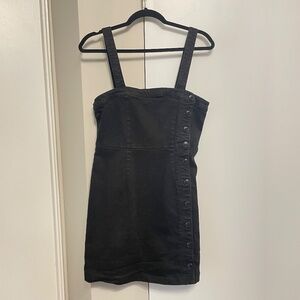 Ten Sixty Sherman Black Sleeveless Button Front Denim Mini Dress
